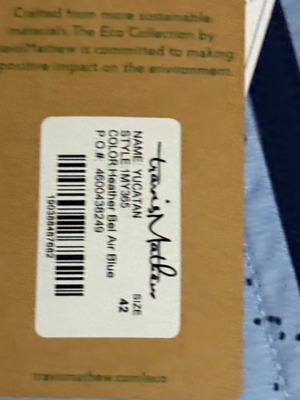 Travis Mathew Men's Eco Collection Yucatan Scallop Blue swim trunks Size 42